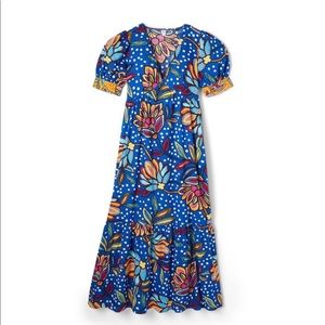 Tabitha Brown for Target: Mixed Floral/Polka Dot Print Puff Sleeve Midi Dress
